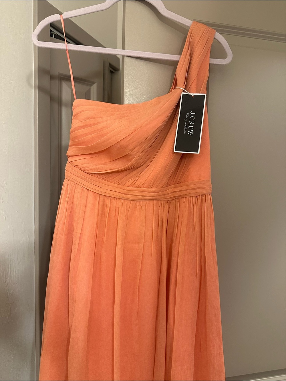 J.Crew NWT Coral One-Shoulder Pleated Formal Dress Size 4
